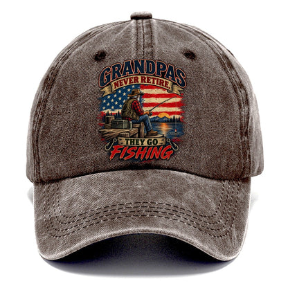 Grandpas Never Retire They Go Fishing Old Man Strong Classic Cap – Brown