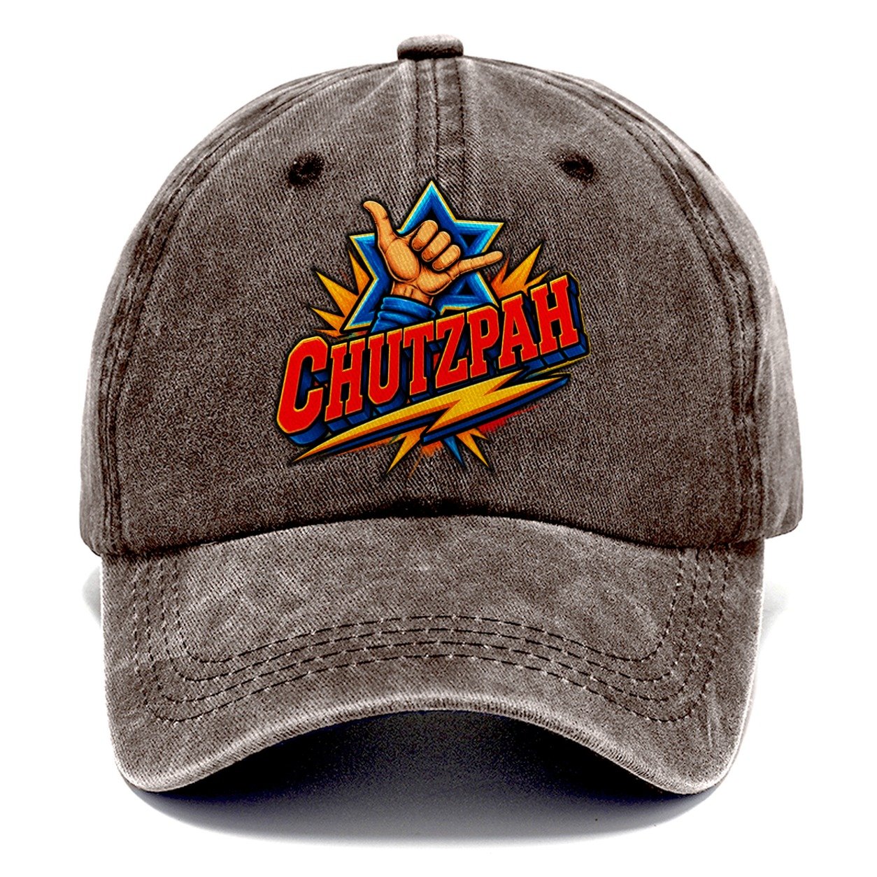 Chutzpah Attitude Judaism Heritage Classic Cap – Brown