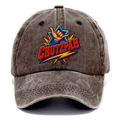 Chutzpah Attitude Judaism Heritage Classic Cap – Brown