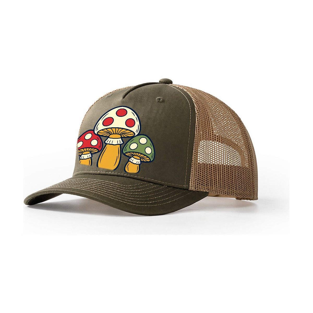 Felted Mushroom Trio Yarn Crafts Trucker Hat – Olive Khaki