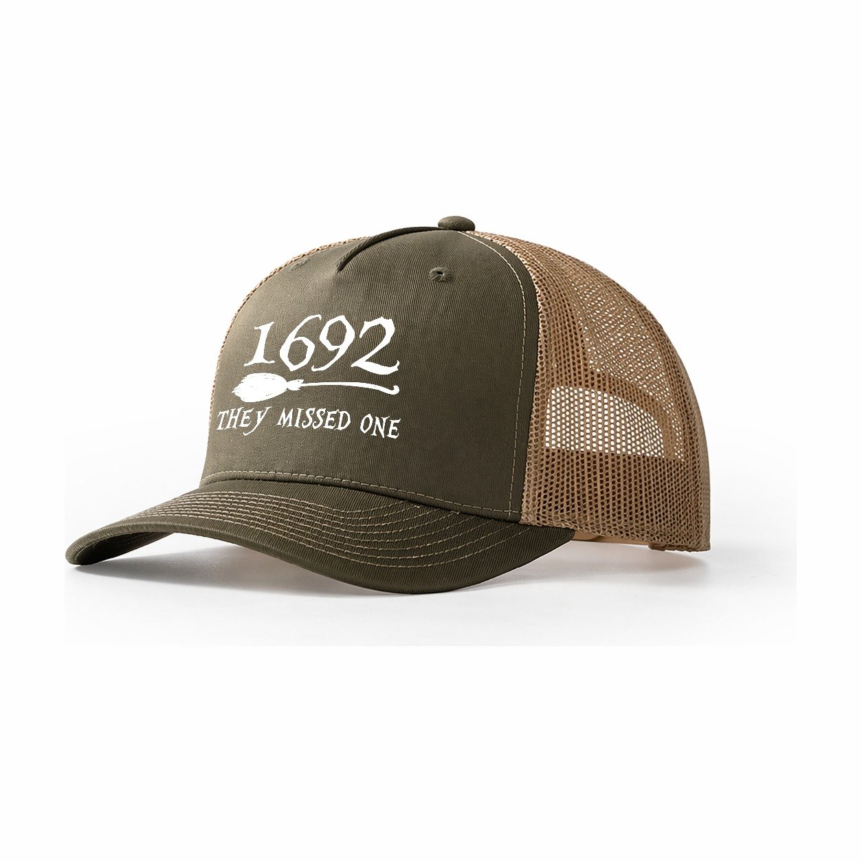 Witch Hunt Chronicles: Unveiling The Untold Story Of 1692 Trucker Hat – Olive Khaki
