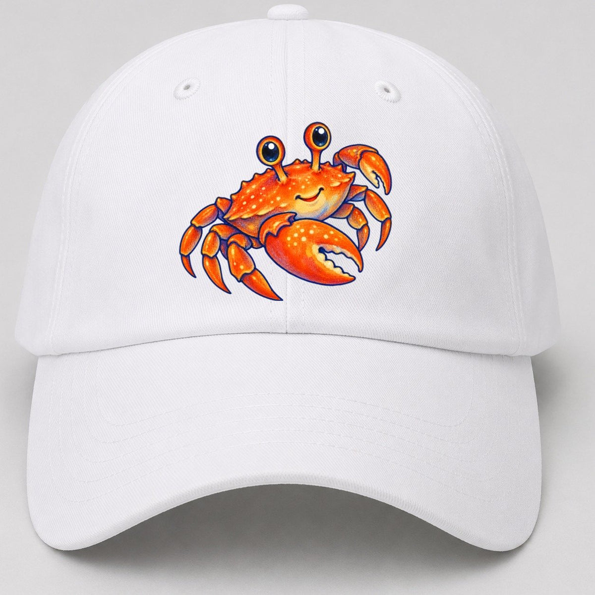 Crab Side Scuttle Sea Sprite Baseball Cap – White
