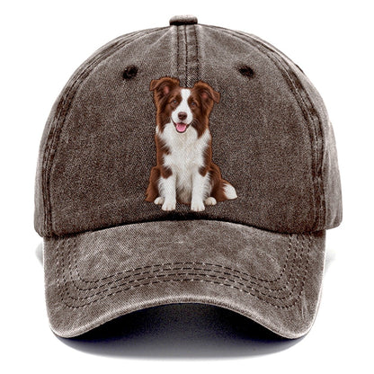 Brown And White Border Collie Classic Cap – Brown