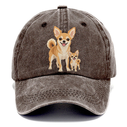 Chihuahua and Puppy Classic Cap – Brown