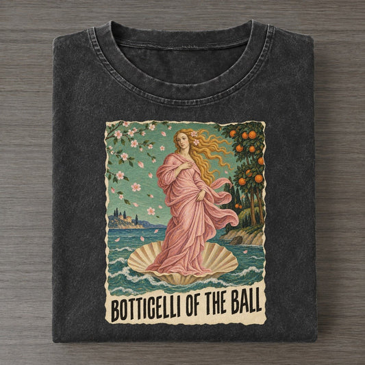 Botticelli Of The Ball Shell Arrival Art Pun Vintage T-shirt – Black