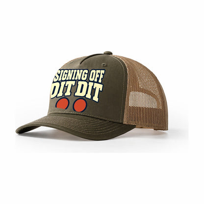 Signing Off Dit Dit Amateur Radio Trucker Hat – Olive Khaki