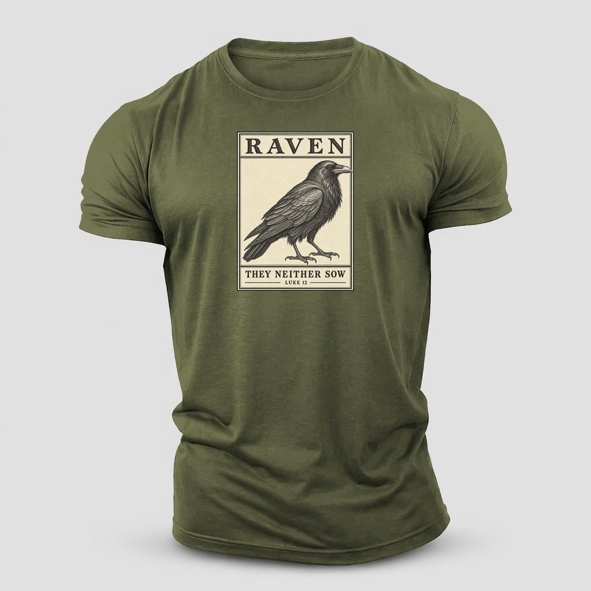 Raven Specimen Plate Creature Canticle Cotton T-Shirt – Army Green