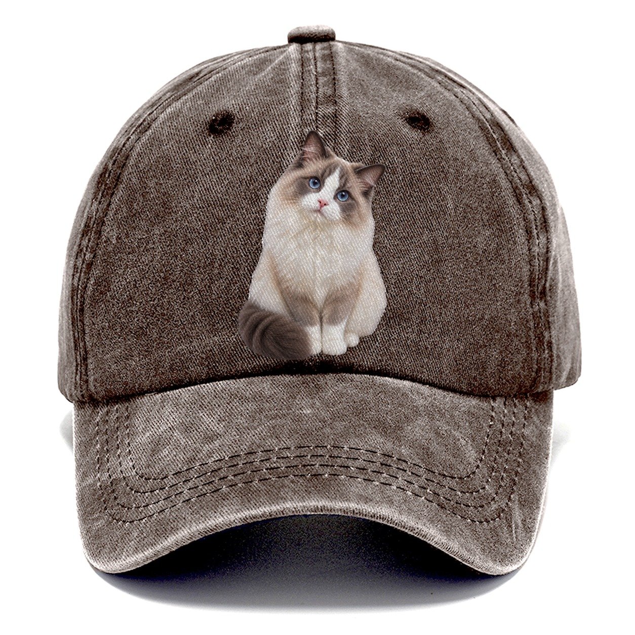 Ragdoll Seated Portrait Realistic Cat Portrait Classic Cap – Brown