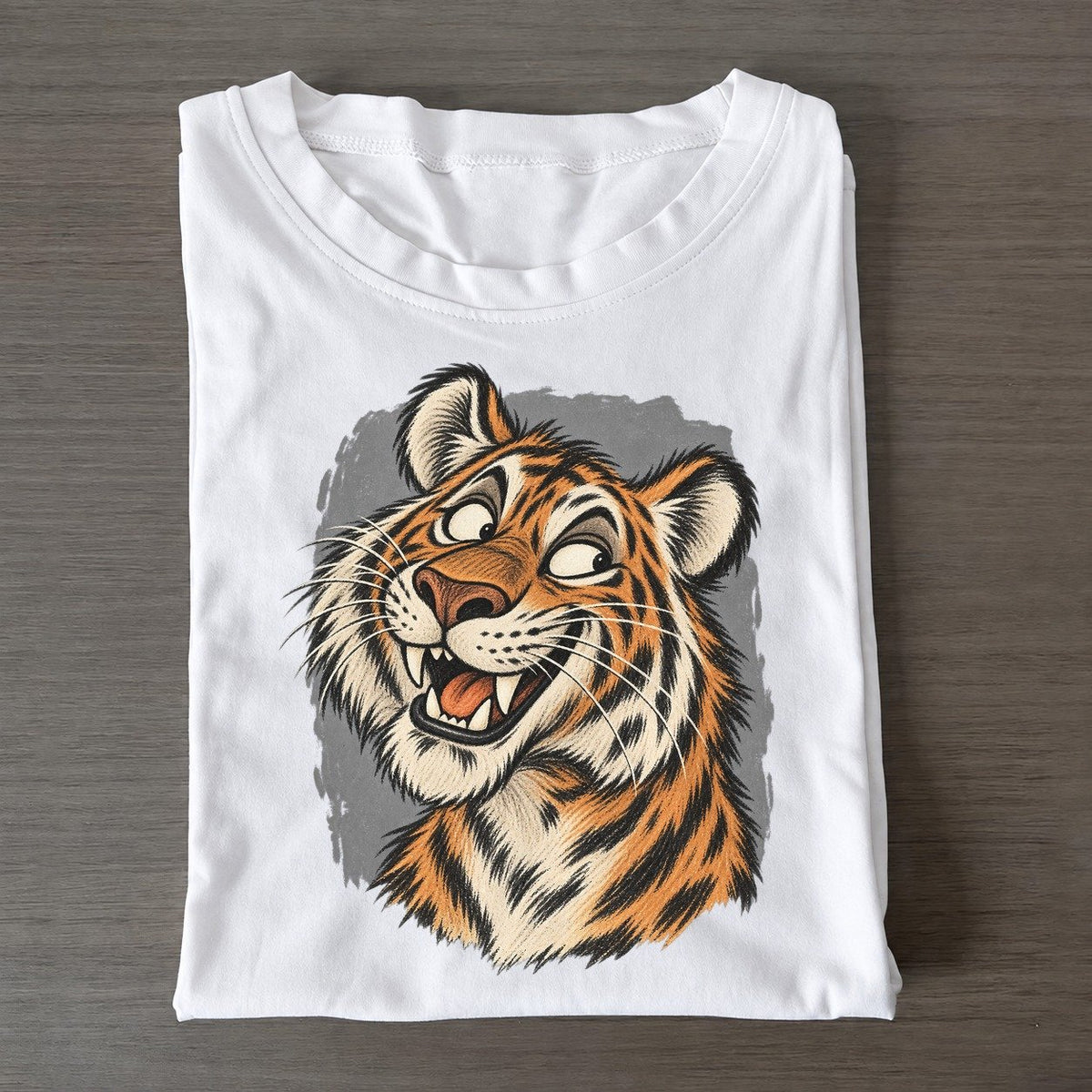 Tiger Expressive Portrait Wild Grin Gallery Classic T-shirt – White