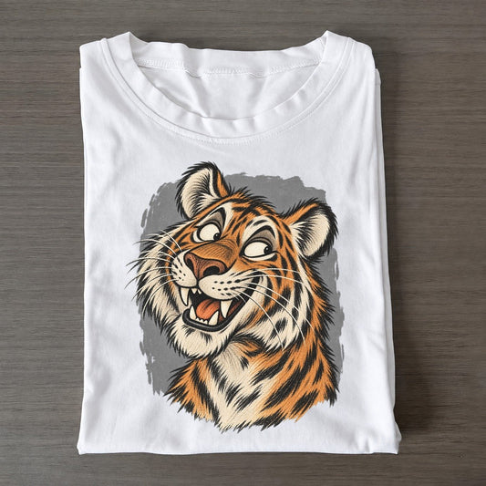 Tiger Expressive Portrait Wild Grin Gallery Classic T-shirt – White