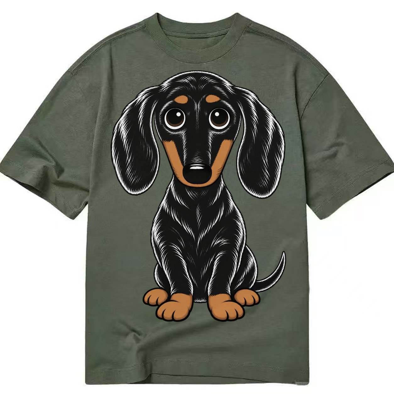 Retro Dachshund Classic T-shirt – Army Green