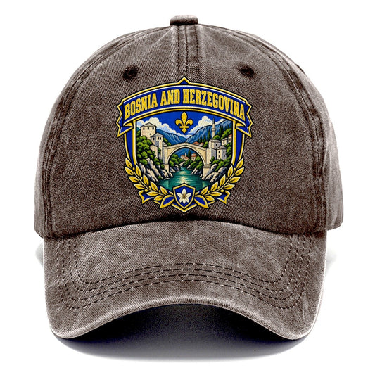 Bosnia And Herzegovina Retro Badge Country Logos Classic Cap – Brown