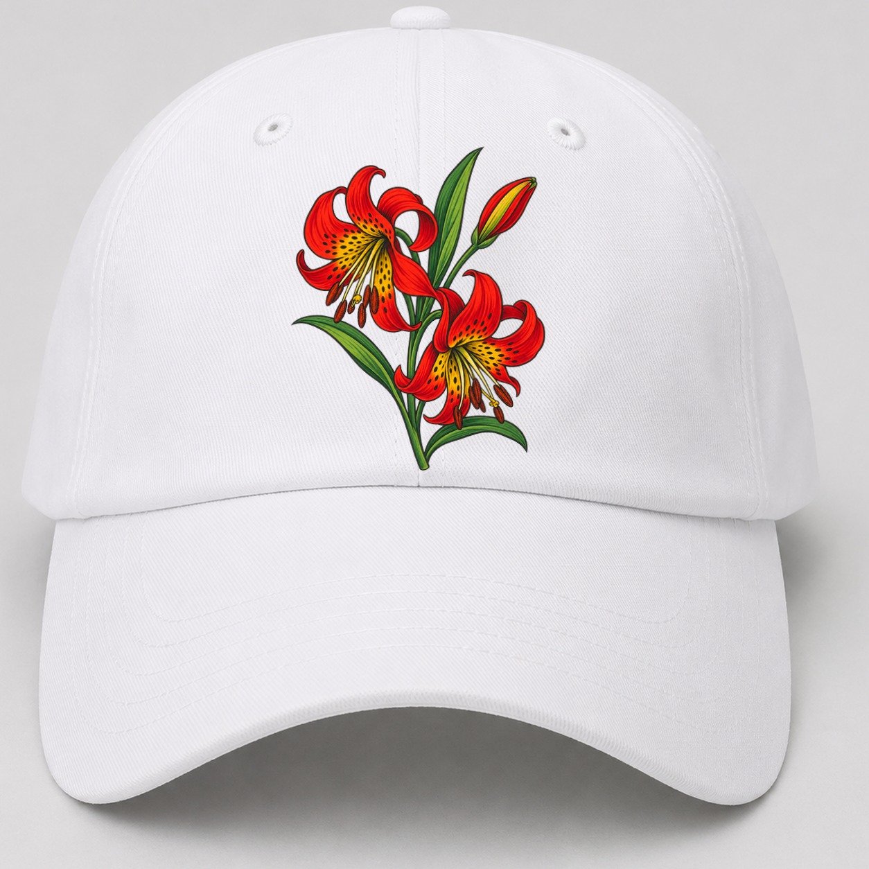 Saskatchewan Western Red Lily Canada Cultural Icons Baseball Cap – White