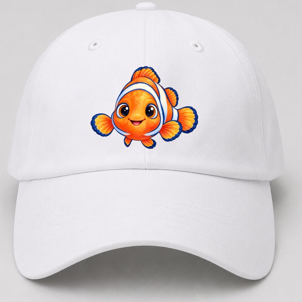 Clownfish Symmetric Hello Sea Sprite Baseball Cap – White