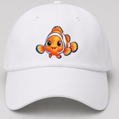 Clownfish Symmetric Hello Sea Sprite Baseball Cap – White