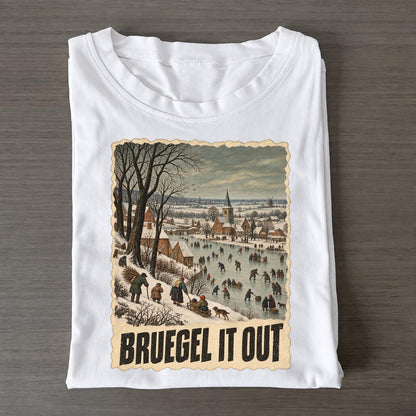 Bruegel It Out Village Winter Art Pun Classic T-shirt – White