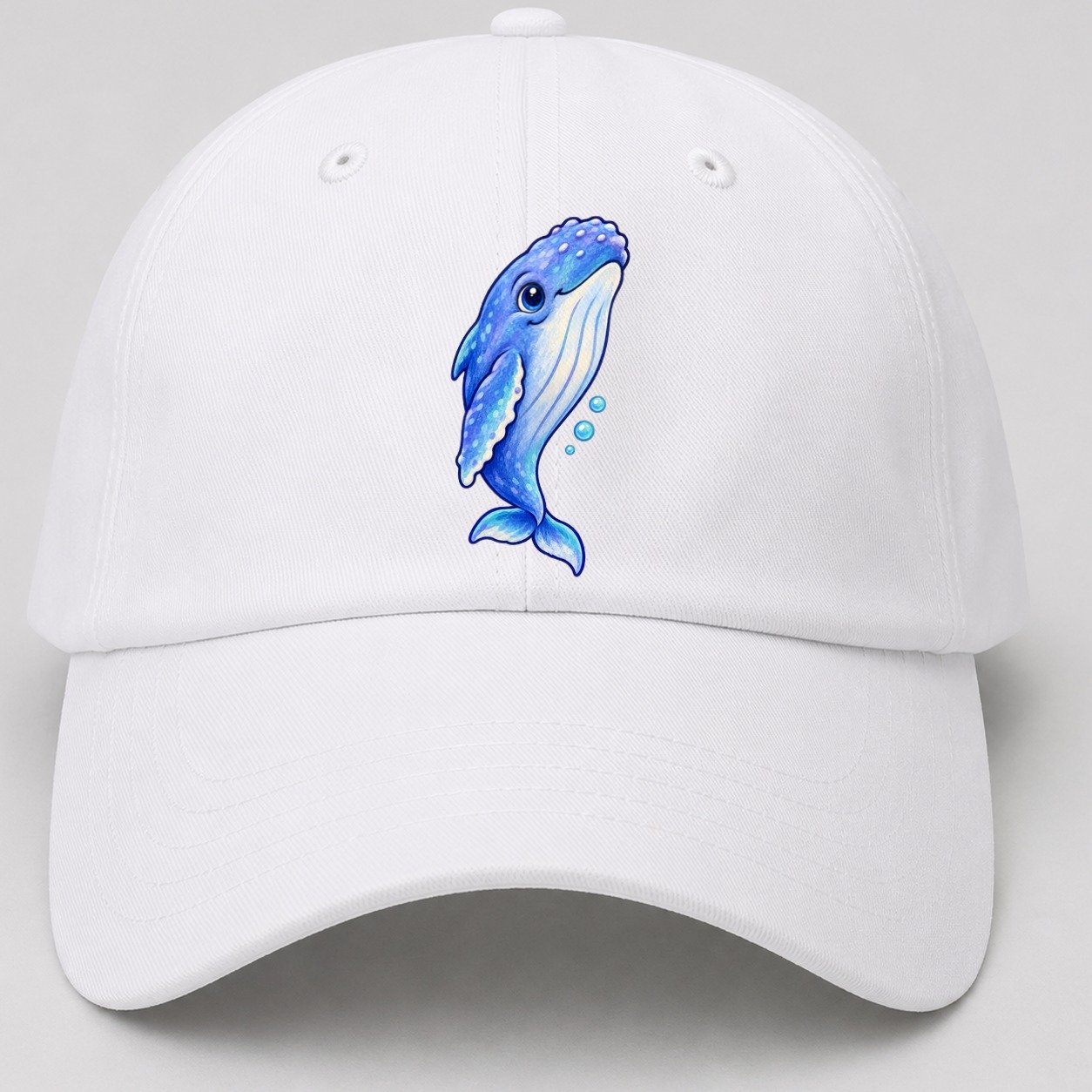 Humpback Whale Gentle Rise Sea Sprite Baseball Cap – White