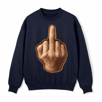 Middle Finger Hand Gesture In Skin Tone Attitude Fleece Sweatshirt – Navy Blue