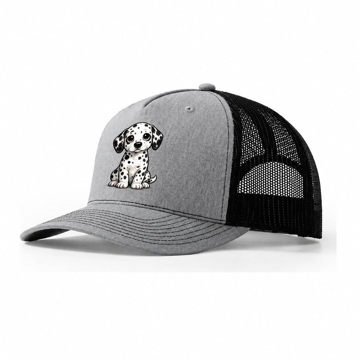 Dalmatian Sitting Sweetheart Trucker Hat – Sport Grey Black