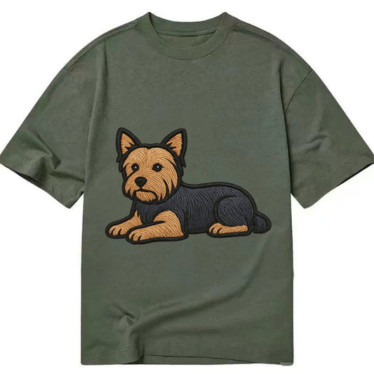 Yorkshire Terrier Blue And Tan Relaxed Lying Down With Head Classic T-shirt – Army Green
