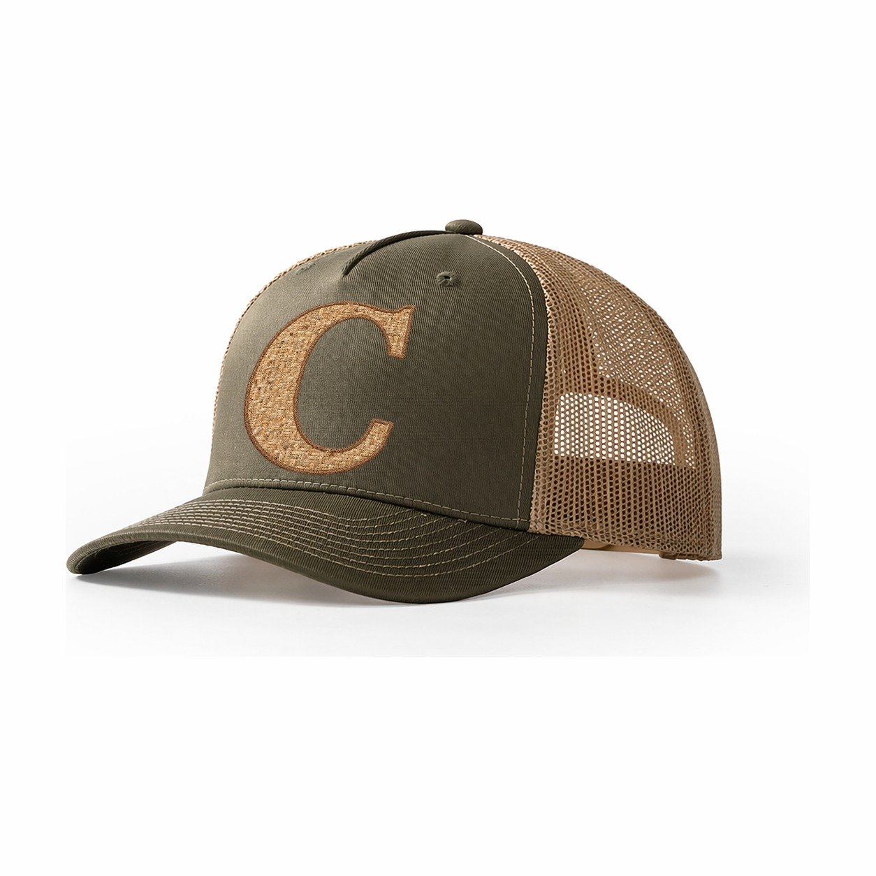 Woven Tweed C Monogram Trucker Hat – Olive Khaki