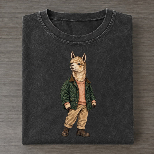 Alpaca Wardrobe Portrait Wild Wardrobe Portraits Vintage T-shirt – Black