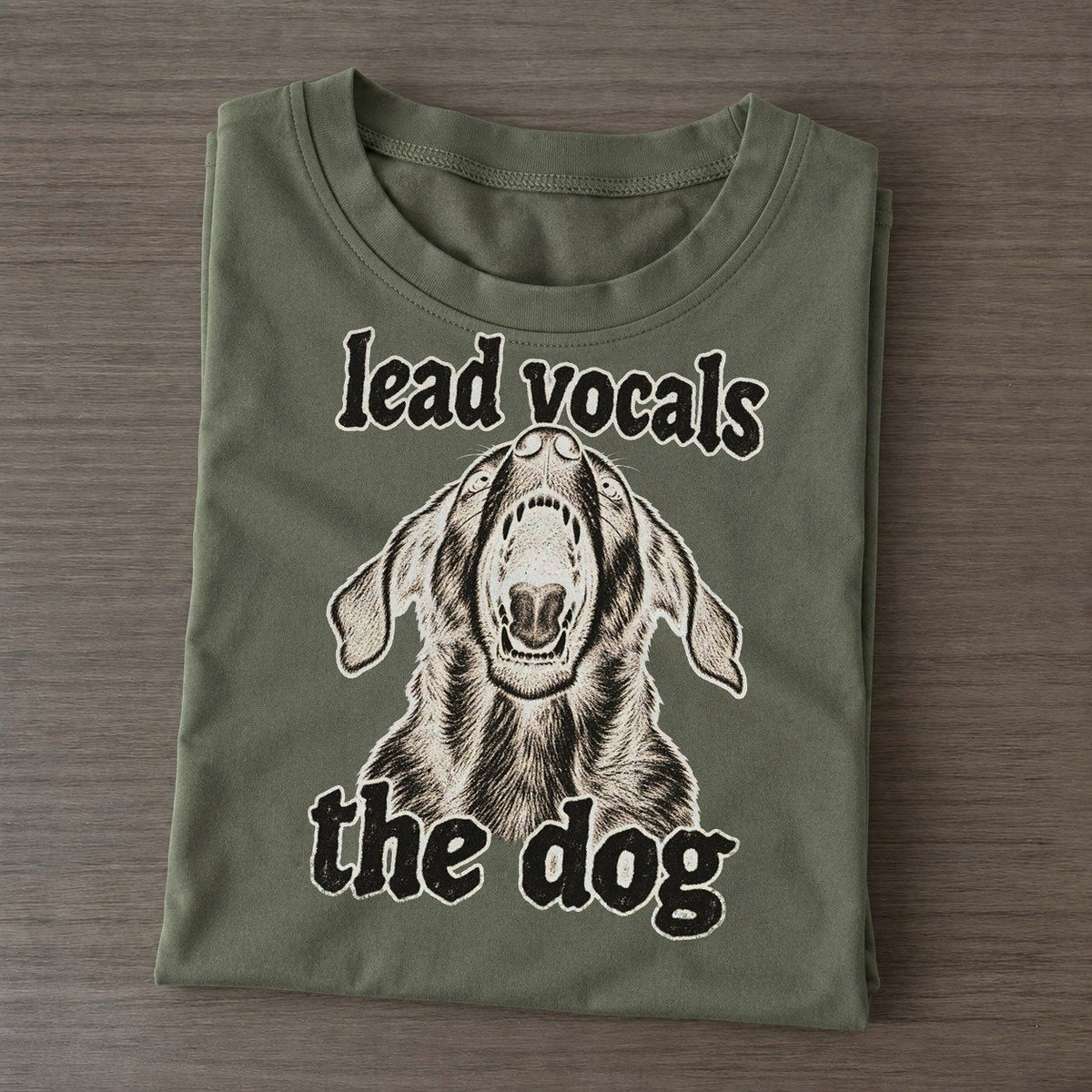A Dog Head Thrown Back Mid Bark Seen From Slightly Below Bark For Me Classic T-shirt – Army Green