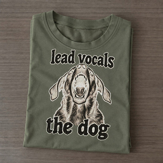 A Dog Head Thrown Back Mid Bark Seen From Slightly Below Bark For Me Classic T-shirt – Army Green