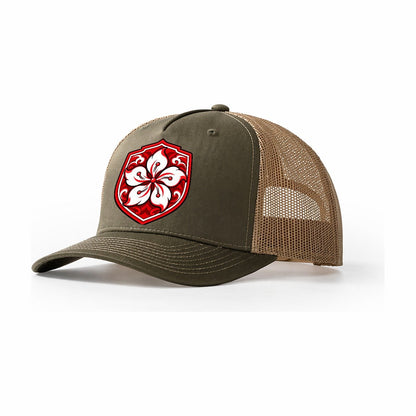 Hong Kong Minimal Emblem Country Logos Trucker Hat – Olive Khaki