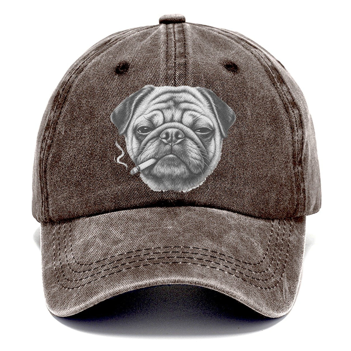 Pug A Lit Cigarette Smoking Dogs Smoking Dogs Portraits Classic Cap – Brown