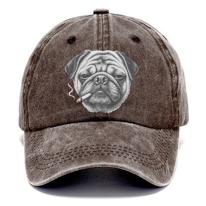 Pug A Lit Cigarette Smoking Dogs Smoking Dogs Portraits Classic Cap – Brown