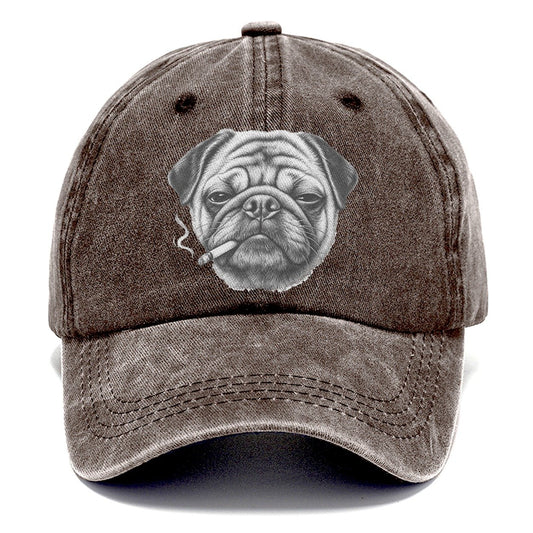 Pug Smoking Dogs Classic Cap – Brown