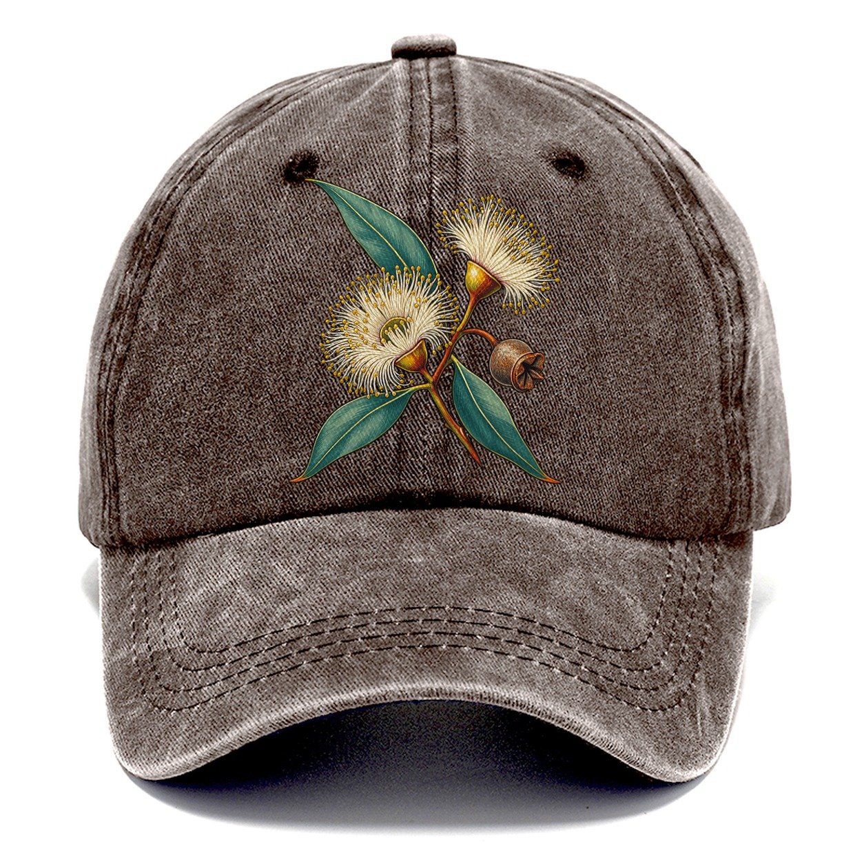 Tasmania Blue Gum Blossom And Capsule Australia Cultural Icons Classic Cap – Brown
