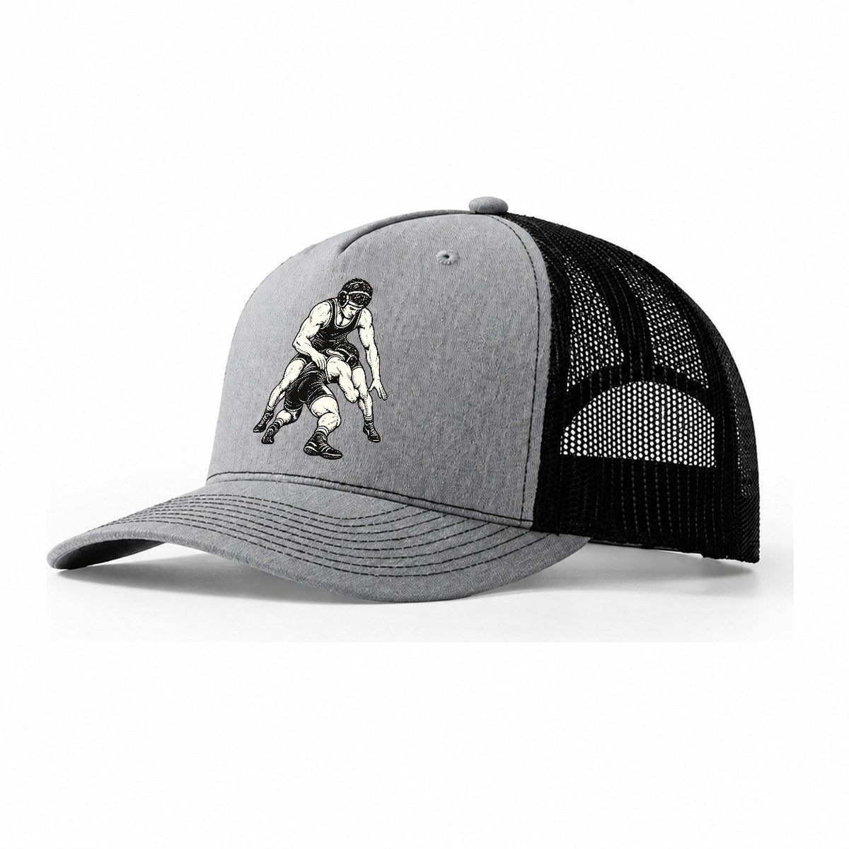 Wrestler Sprawl Defense Global Sports Ink Figures Trucker Hat – Sport Grey Black