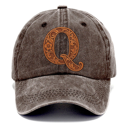 Tooled Leather Q Monogram Classic Cap – Brown