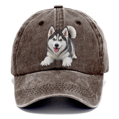 Siberian Husky Play Bow Top Breeds Classic Cap – Brown
