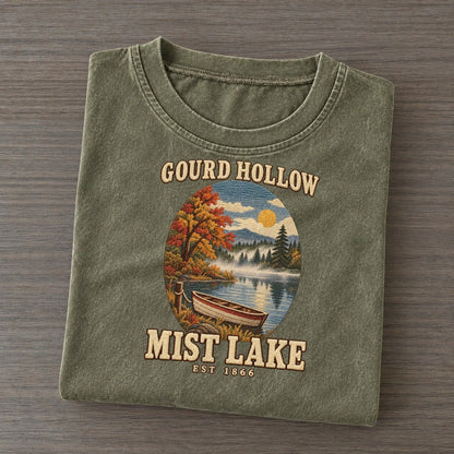 Mist Lake Gourd Hollow Vintage T-shirt – Army Green