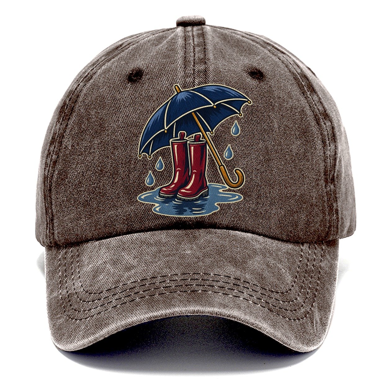 Rainy Day Umbrella And Wellington Boots Uk Culture Heritage Classic Cap – Brown