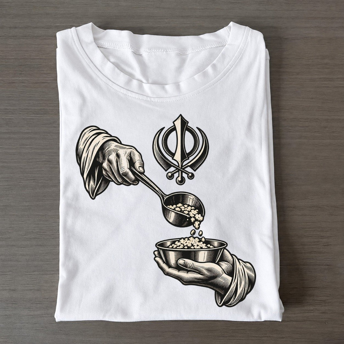 Sikh Langar Serving Hands World Faiths Ink Figures Classic T-shirt – White