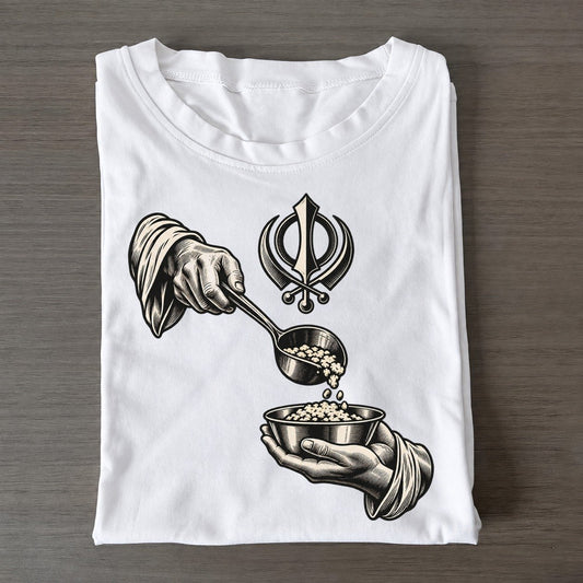 Sikh Langar Serving Hands World Faiths Ink Figures Classic T-shirt – White