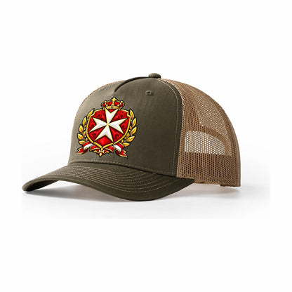 Malta Minimal Emblem Country Logos Trucker Hat – Olive Khaki