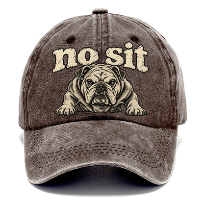 A Stocky Bulldog Planted Square On Braced Front Legs Head And Chest Only Bark For Me Classic Cap – Brown