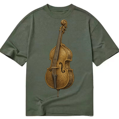 Acoustic Bass Upright Double Bass With F Holes And Wooden Br Classic T-shirt – Army Green