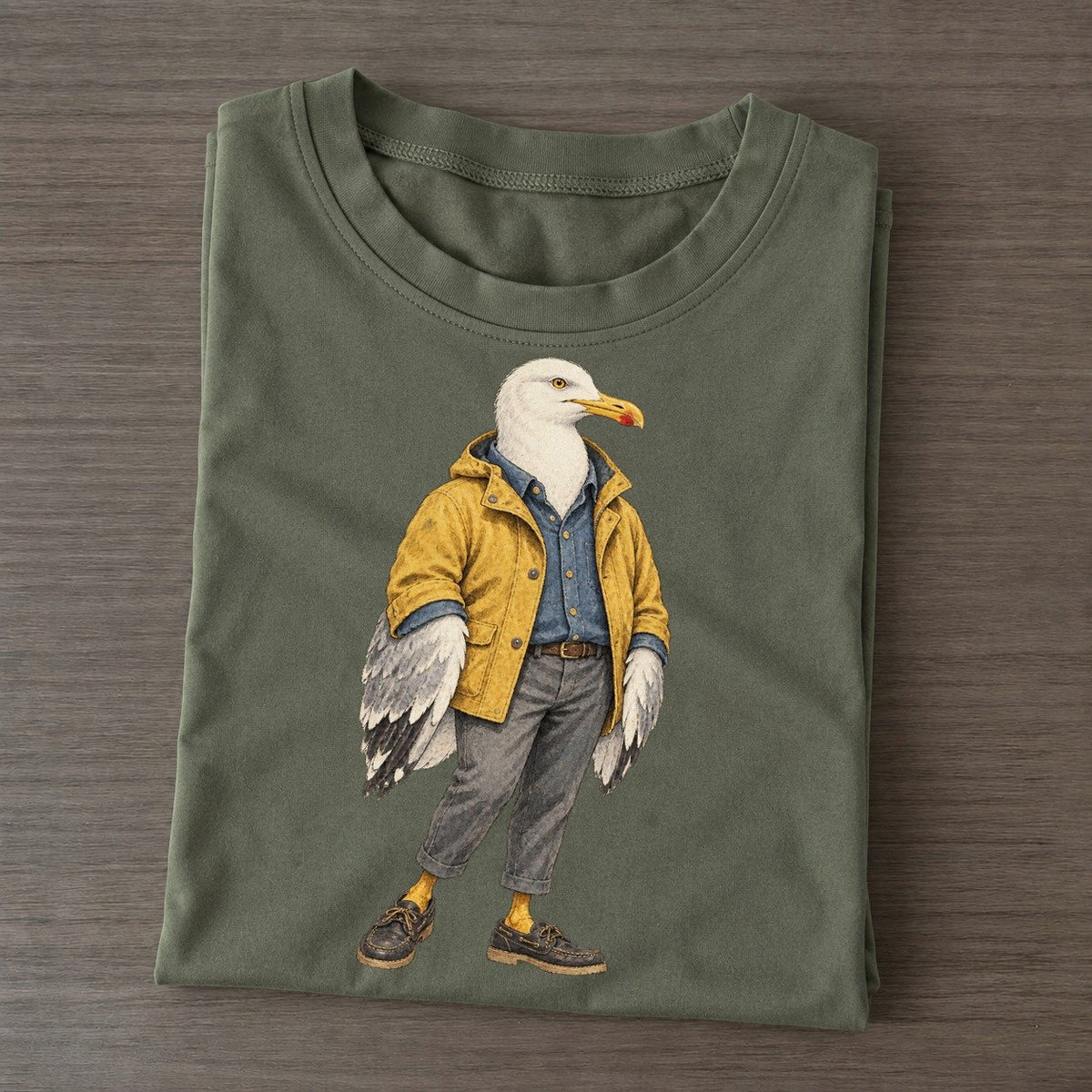 Herring Gull Wardrobe Portrait Wild Wardrobe Portraits Classic T-shirt – Army Green