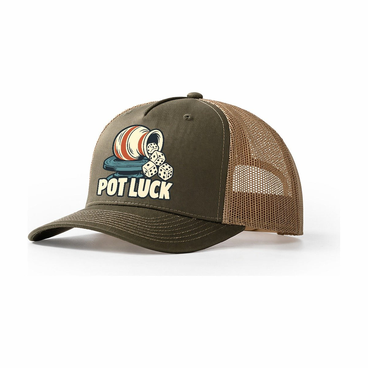 Pot Luck Familiar Punchlines Trucker Hat – Olive Khaki