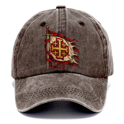 Crusader Heraldry Jerusalem Cross Shield Classic Cap – Brown