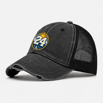 All Day Every Hour Number Club Washed Trucker Hat – Black