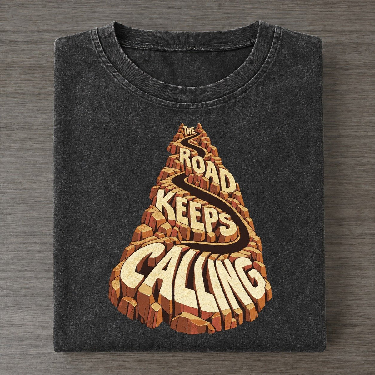 Desert Road Bend Letter Sculpture Vintage T-shirt – Black