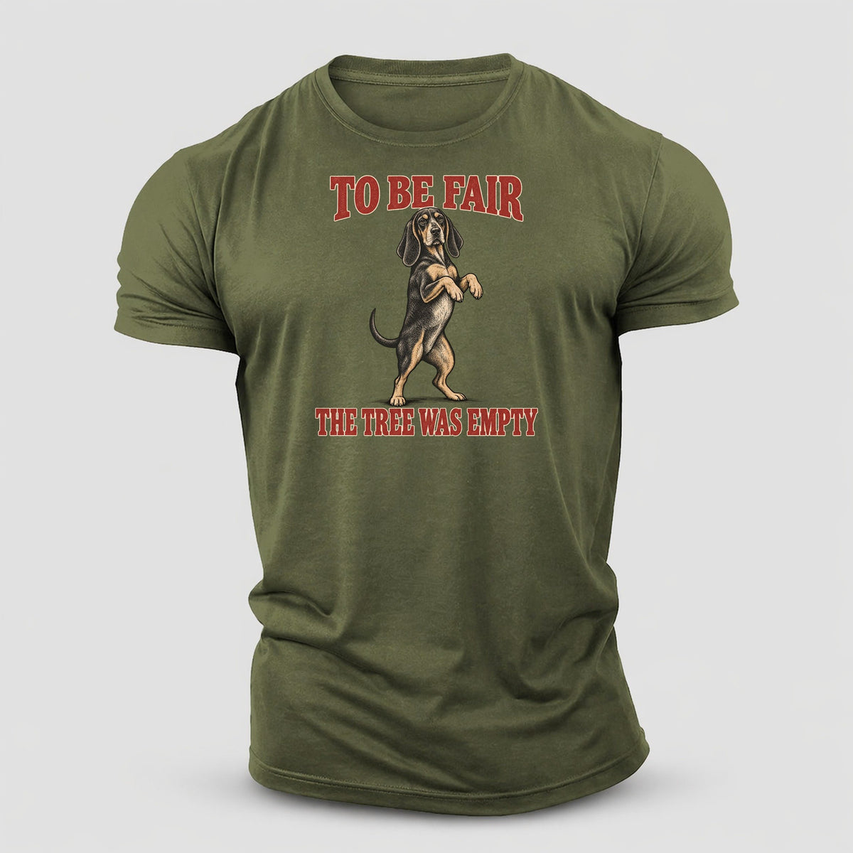 Black And Tan Coonhound Dog Declarations Cotton T-Shirt – Army Green