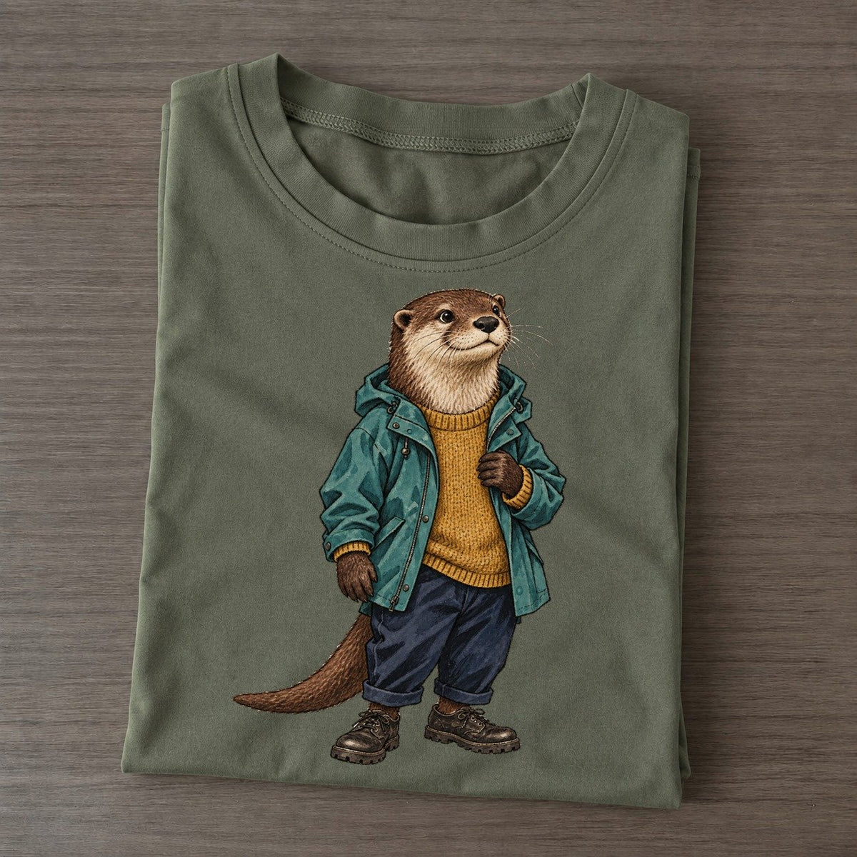 River Otter Wardrobe Portrait Wild Wardrobe Portraits Classic T-shirt – Army Green
